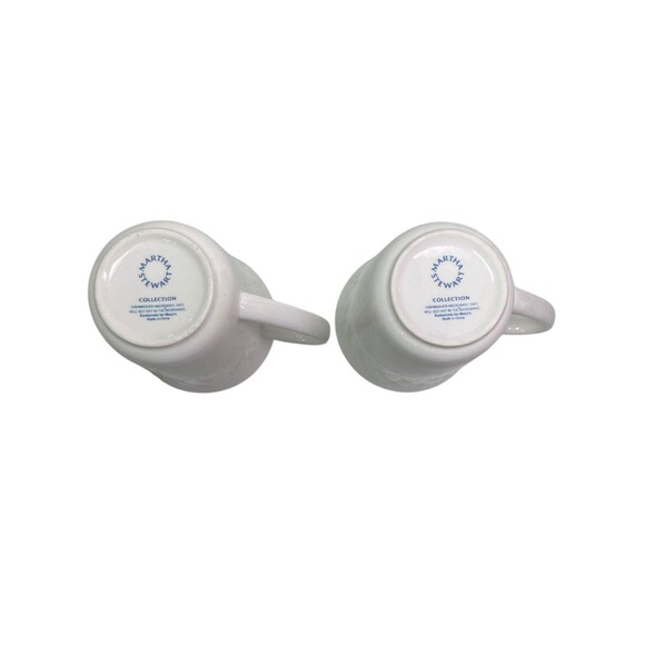 Martha Stewart FRENCH CUPBOARD Coffee Tea Mugs Cups Basketweave Set Of 2 - Picture 7 of 8